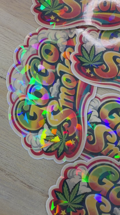 Funny Cannabis Adult Sticker, Go Go Smoke 70s Sticker, Cute Stoner Gifts for Everyone, Gifts Under Five Dollars, Stoner Decal, Weed Lover