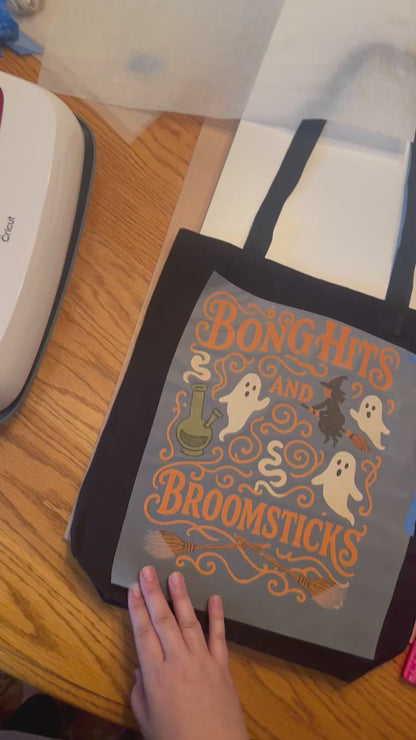 Stoner Halloween Tote, Bong Hits and Broomsticks Weed Bag
