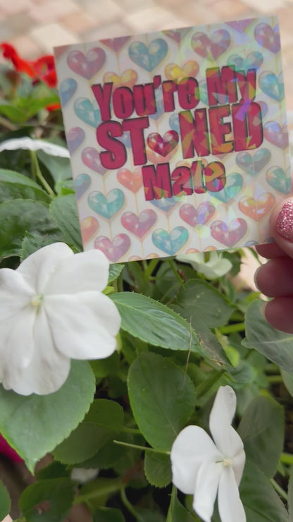Holographic Valentines Stoner Sticker, Cute Cannabis Decal, Youre my Stoned Mate Sticker, Valentines stoner gift for her, Stoner Gifts,