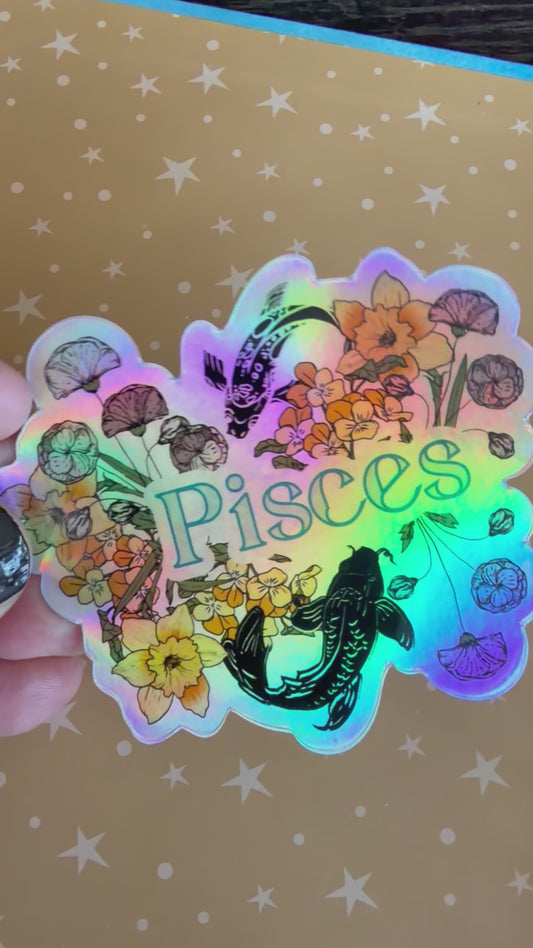 Pisces Zodiac Holographic Sticker, Celestial Astrology Lover Decal, Astro Stickers, Pisces Zodiac Gifts, February Birthday Gifts, Gift for