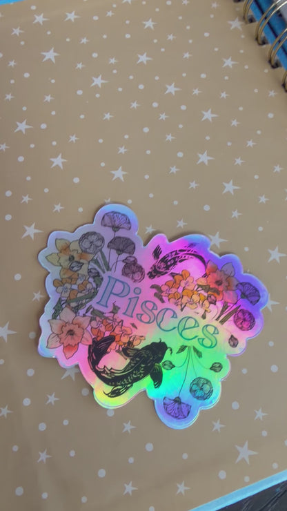 Pisces Zodiac Holographic Sticker, Celestial Astrology Lover Decal, Astro Stickers, Pisces Zodiac Gifts, February Birthday Gifts, Gift for