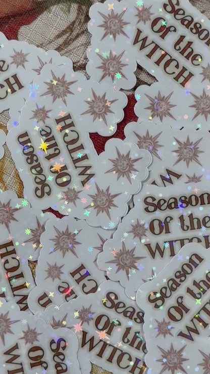 Season of the Witch Sticker - 3x3 vinyl holographic witchy sticker- celestial Halloween sticker - Witch Sticker